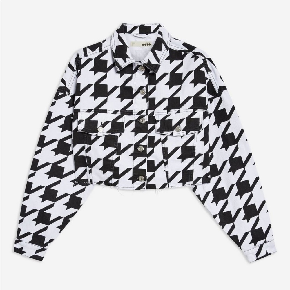 topshop dogstooth denim jacket